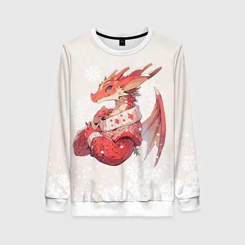 Женский свитшот Красный дракон в свитере / 3D-Белый – фото 1