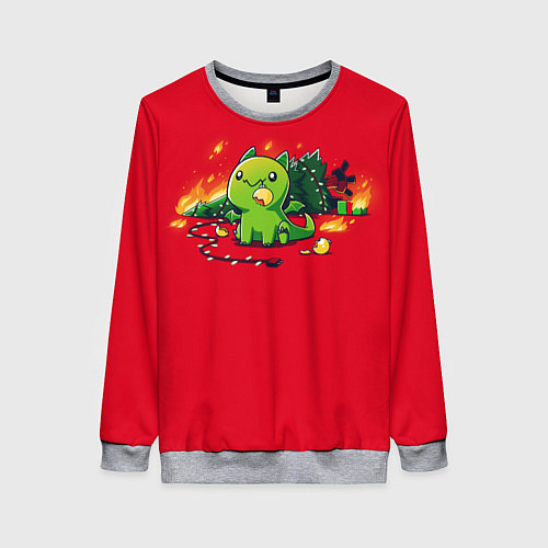 Женский свитшот Новогодний кото-дракон / 3D-Меланж – фото 1