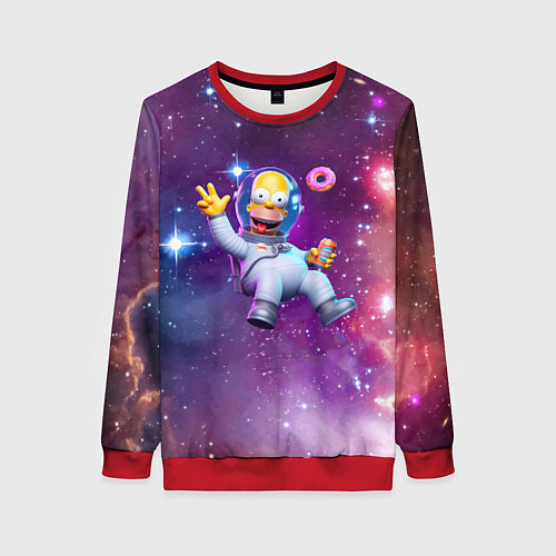 Женский свитшот Homer Simpson in space - ai art / 3D-Красный – фото 1