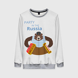 Свитшот женский Вечеринка в России с медведем, цвет: 3D-меланж