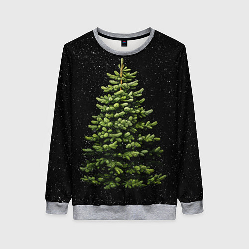 Женский свитшот Ель на темном фоне / 3D-Меланж – фото 1