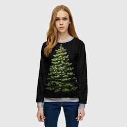 Свитшот женский Ель на темном фоне, цвет: 3D-меланж — фото 2