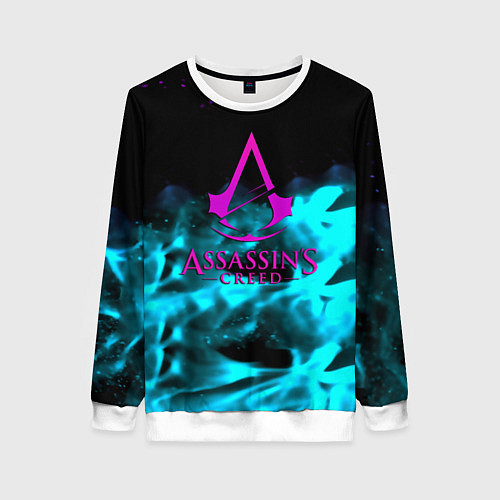 Женский свитшот Assassins Creed flame neon / 3D-Белый – фото 1