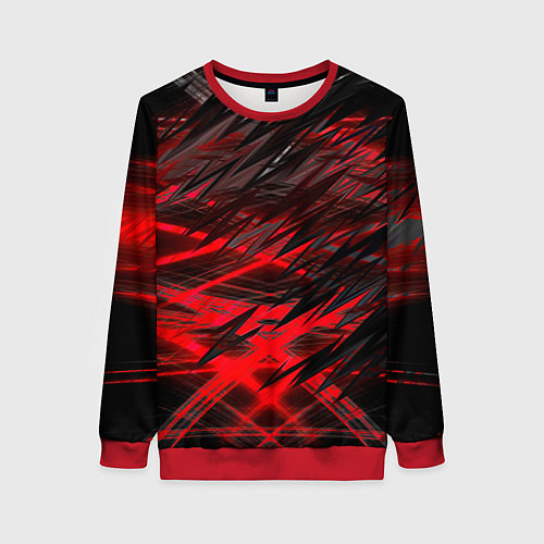 Женский свитшот Черно красные текстуры / 3D-Красный – фото 1