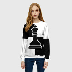 Свитшот женский Шахматы - ферзь, цвет: 3D-белый — фото 2