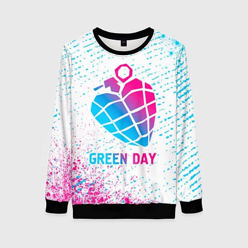 Женский свитшот Green Day neon gradient style / 3D-Черный – фото 1