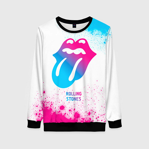 Женский свитшот Rolling Stones neon gradient style / 3D-Черный – фото 1