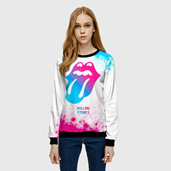 Свитшот женский Rolling Stones neon gradient style, цвет: 3D-черный — фото 2