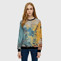 Свитшот женский Гранжевая стена с краской, цвет: 3D-черный — фото 2