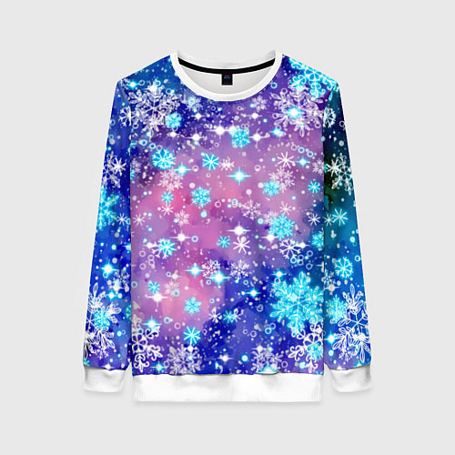 Женский свитшот Снежинки - морозный паттерн / 3D-Белый – фото 1