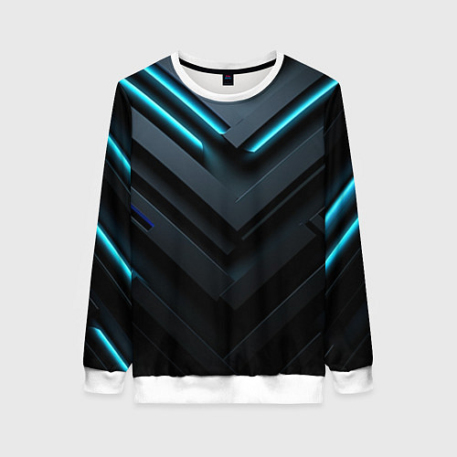 Женский свитшот Черный и синий фон с абстракцией / 3D-Белый – фото 1