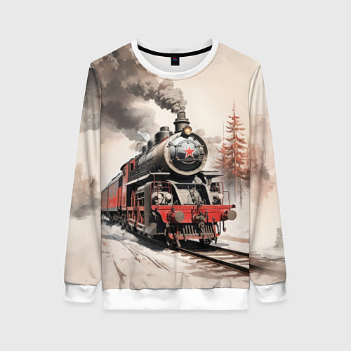Женский свитшот Паровоз со звездой / 3D-Белый – фото 1