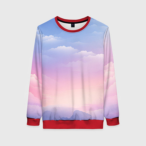 Женский свитшот Нежные краски неба / 3D-Красный – фото 1