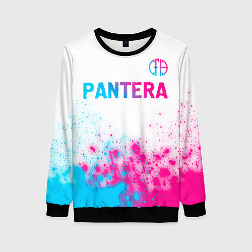 Женский свитшот Pantera neon gradient style посередине / 3D-Черный – фото 1