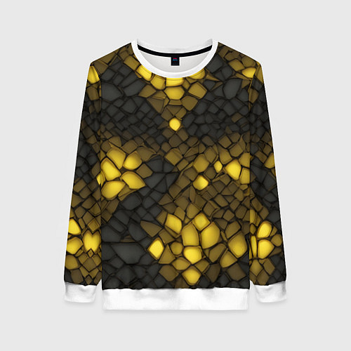 Женский свитшот Жёлтый трескающийся камень / 3D-Белый – фото 1