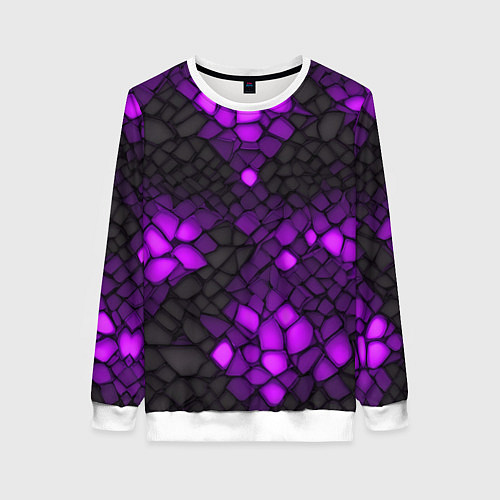 Женский свитшот Фиолетовый трескающийся камень / 3D-Белый – фото 1