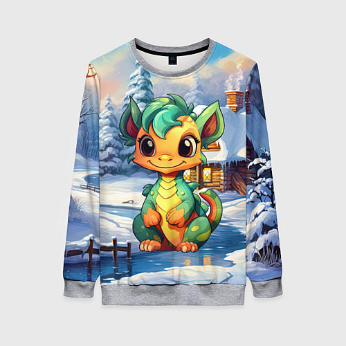 Женский свитшот Крошечный дракон зимы 2024 / 3D-Меланж – фото 1