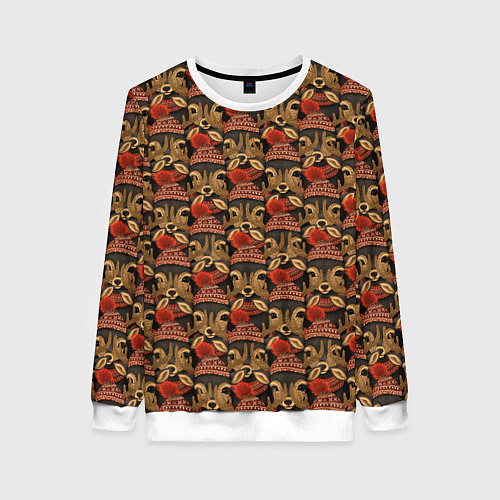 Женский свитшот Паттерн с оленями / 3D-Белый – фото 1