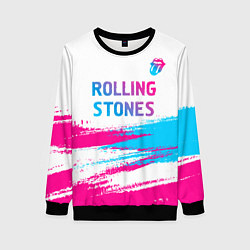 Женский свитшот Rolling Stones neon gradient style посередине