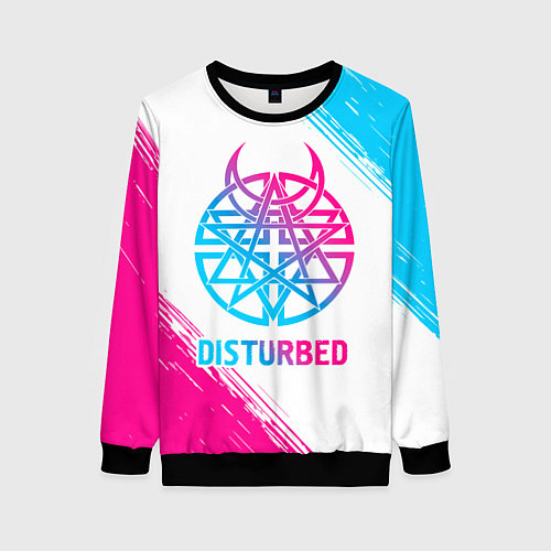 Женский свитшот Disturbed neon gradient style / 3D-Черный – фото 1