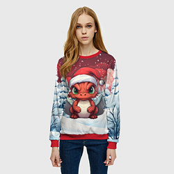 Свитшот женский Символ нового 2024 года маленький дракошка, цвет: 3D-красный — фото 2