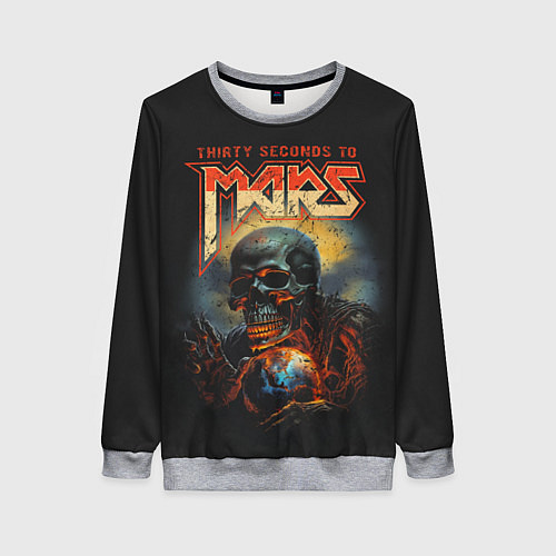 Женский свитшот Thirty seconds to mars skull / 3D-Меланж – фото 1