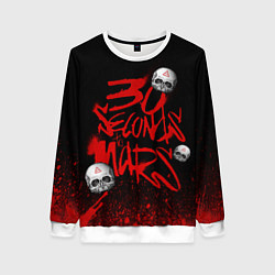 Свитшот женский Thirty seconds to mars skulls, цвет: 3D-белый