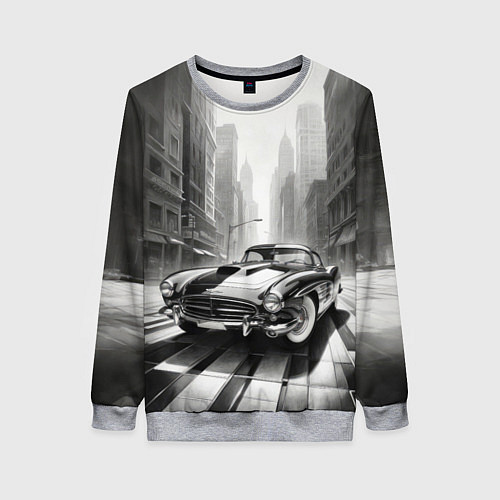 Женский свитшот Автомобиль нуар / 3D-Меланж – фото 1
