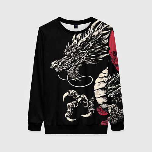 Женский свитшот Japanese dragon - irezumi - art / 3D-Черный – фото 1