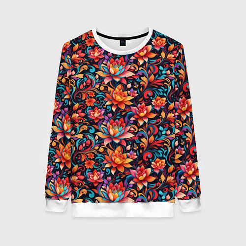 Женский свитшот Красивый русский узор / 3D-Белый – фото 1