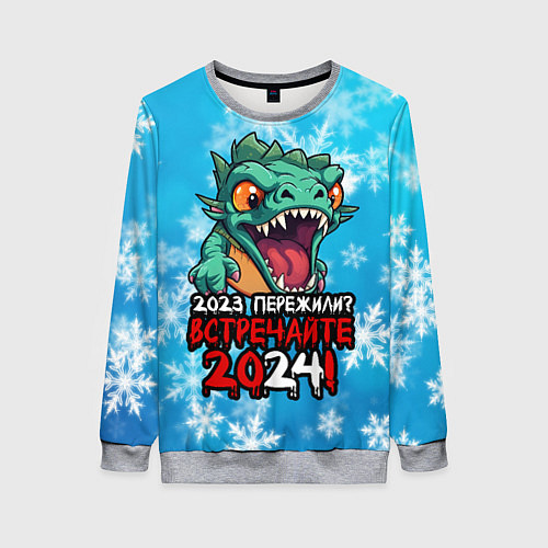 Женский свитшот 2023 пережили встречайте 2024 / 3D-Меланж – фото 1