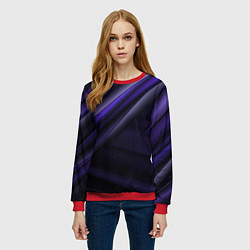 Свитшот женский Черный фиолетовый фон с абстракцией, цвет: 3D-красный — фото 2