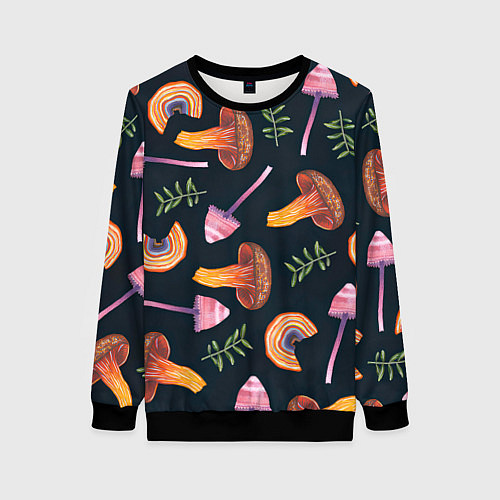 Женский свитшот Goblincore - болотные грибы / 3D-Черный – фото 1