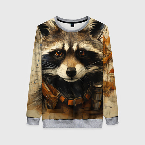 Женский свитшот Енот в стиле диаграмм Давинчи / 3D-Меланж – фото 1