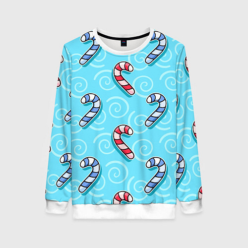 Женский свитшот Новогодний леденец трость / 3D-Белый – фото 1