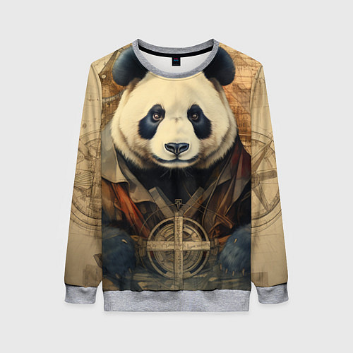 Женский свитшот Панда арт-портрет / 3D-Меланж – фото 1