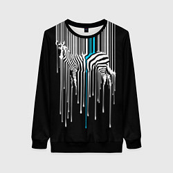 Свитшот женский Штрихкод зебра, цвет: 3D-черный