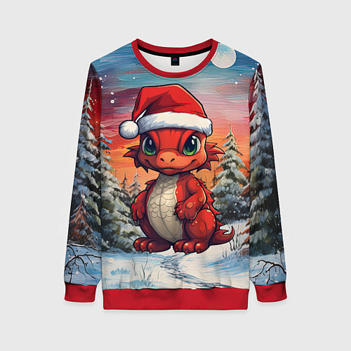 Женский свитшот Маленький красный дракон / 3D-Красный – фото 1