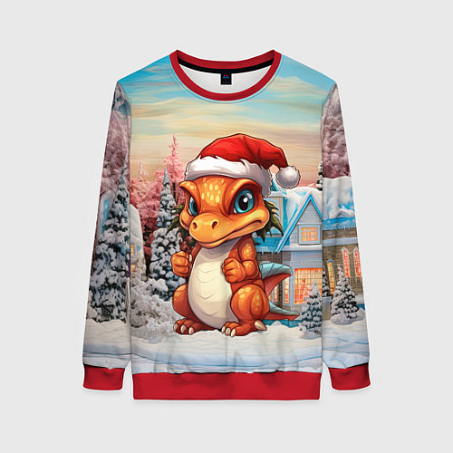 Женский свитшот Новый год 2024 символ года дракон / 3D-Красный – фото 1