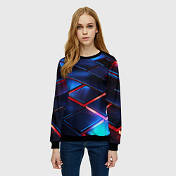 Свитшот женский Синие абстрактные плиты, цвет: 3D-черный — фото 2