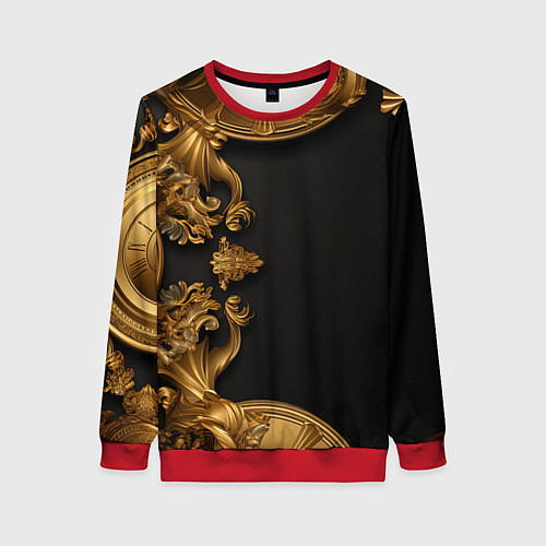 Женский свитшот Золотые объемные узоры / 3D-Красный – фото 1