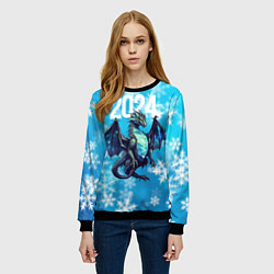 Свитшот женский 2024 синий дракон, цвет: 3D-черный — фото 2