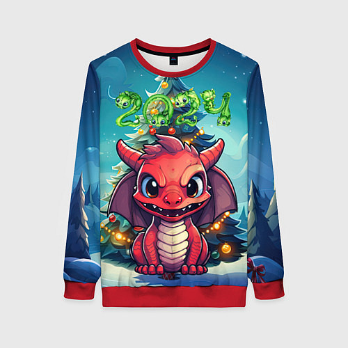 Женский свитшот Красный злой дракошка / 3D-Красный – фото 1