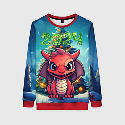 Женский свитшот Красный злой дракошка