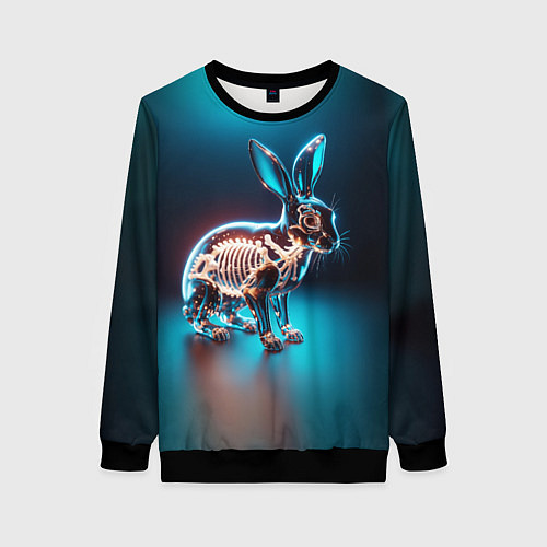 Женский свитшот Прозрачный стеклянный кролик / 3D-Черный – фото 1
