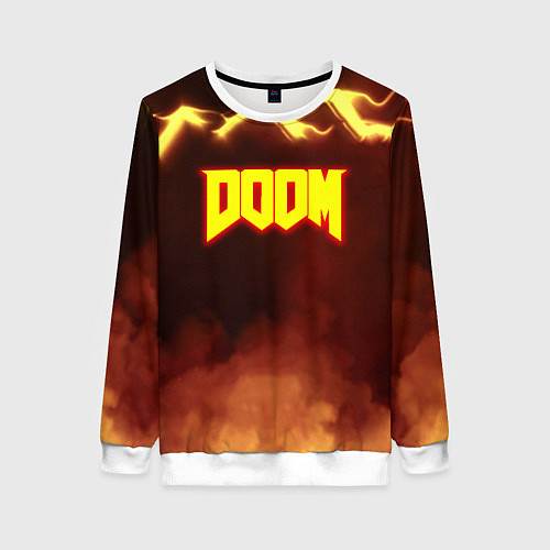 Женский свитшот Doom storm огненное лого / 3D-Белый – фото 1