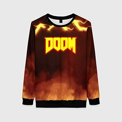Свитшот женский Doom storm огненное лого, цвет: 3D-черный