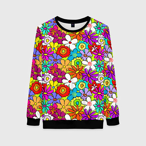 Женский свитшот Floral multicolour / 3D-Черный – фото 1