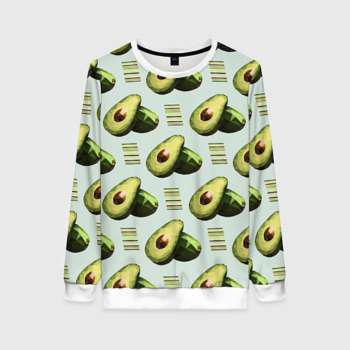 Женский свитшот Авокадо и полосы / 3D-Белый – фото 1