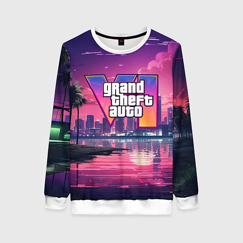 Женский свитшот GTA 6 nigh city / 3D-Белый – фото 1